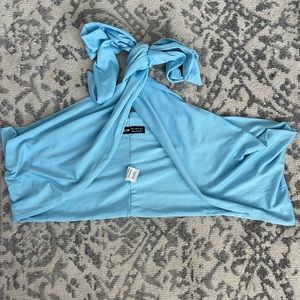 Blue Shein Tie Back Wrap Halter Top Size Small